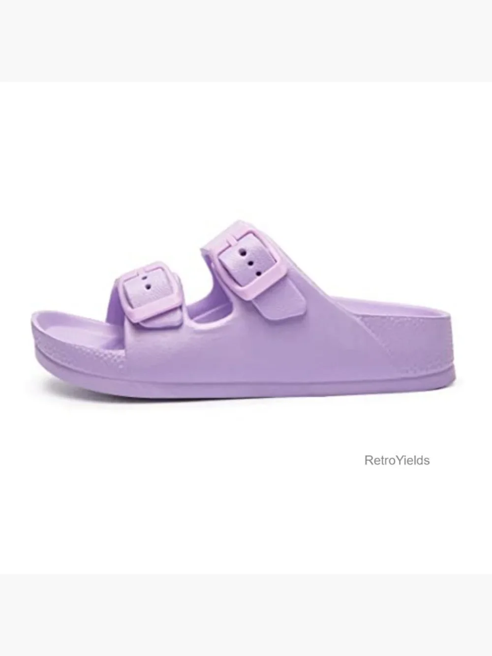 Unisex-Child Slides Double Buckle Adjustable EVA Flat Sandals